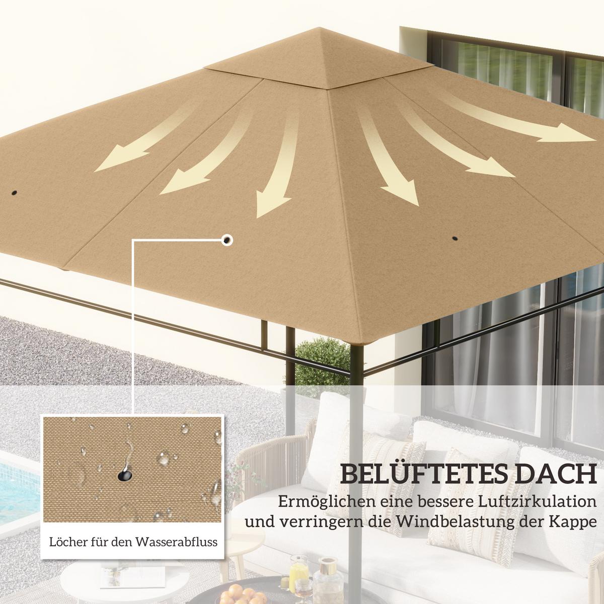 PAVILLONDACH, Sonnenschutz, Beige - Beige, Kunststoff (298/1/298cm) - Outsunny