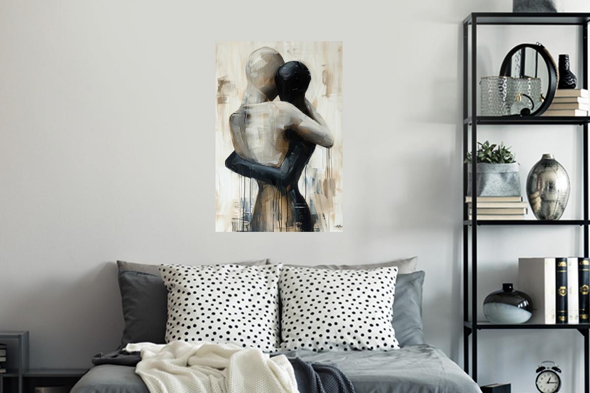 WANDTATTOO Abstrakt - Liebe - Schwarz und weiß - Modern Wandbild 40x60 cm - Schwarz, Kunststoff (40/60/0.1cm) - MuchoWow