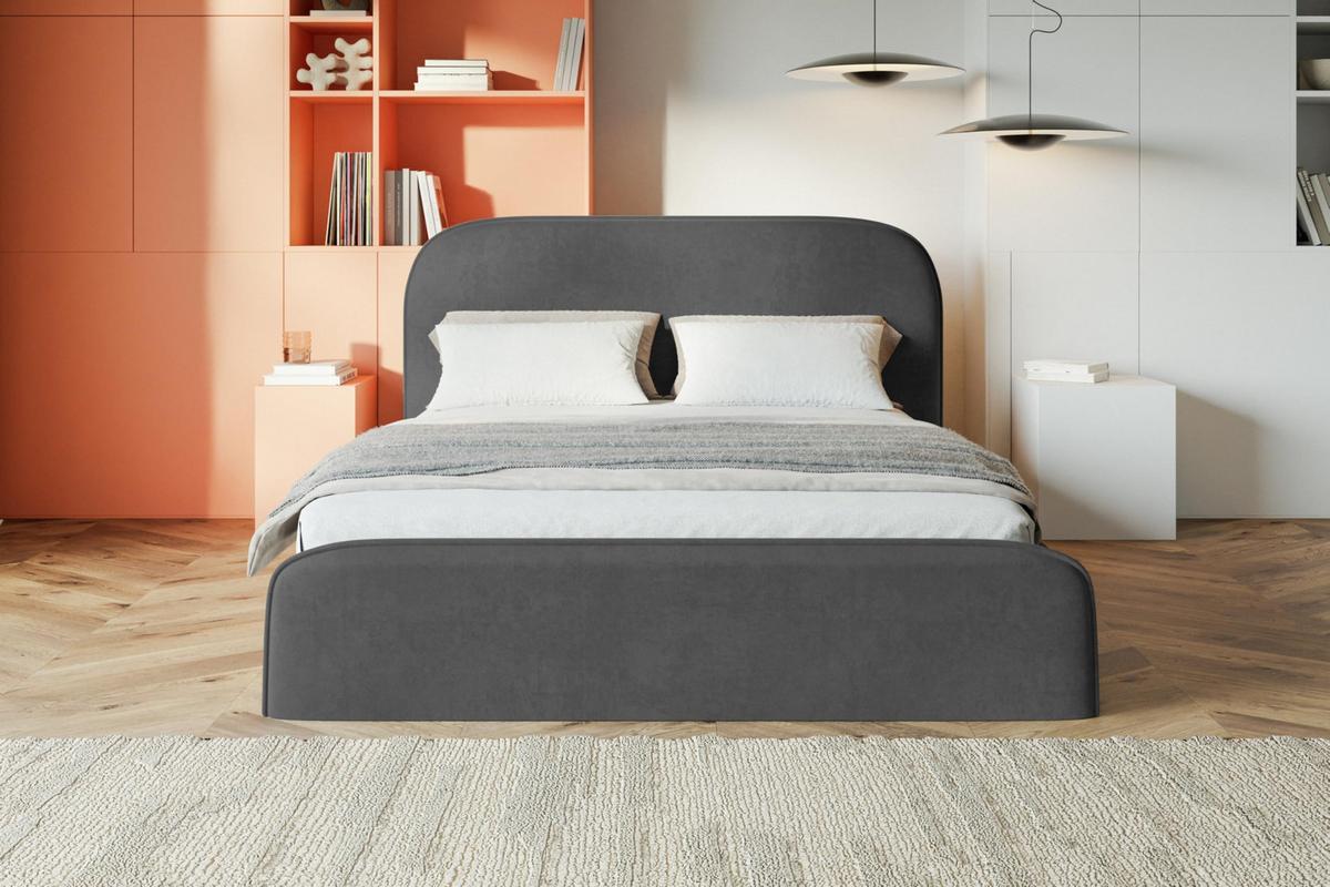 BETT 140x200 - Polsterbett mit Bettkasten und Holzrahmen - Modern Betten - Weicher Jasminstoff - Kollektion Vienna - Dunkelgrau - Dunkelgrau, Holz/Textil (140/200cm) - Alpi-Möbel