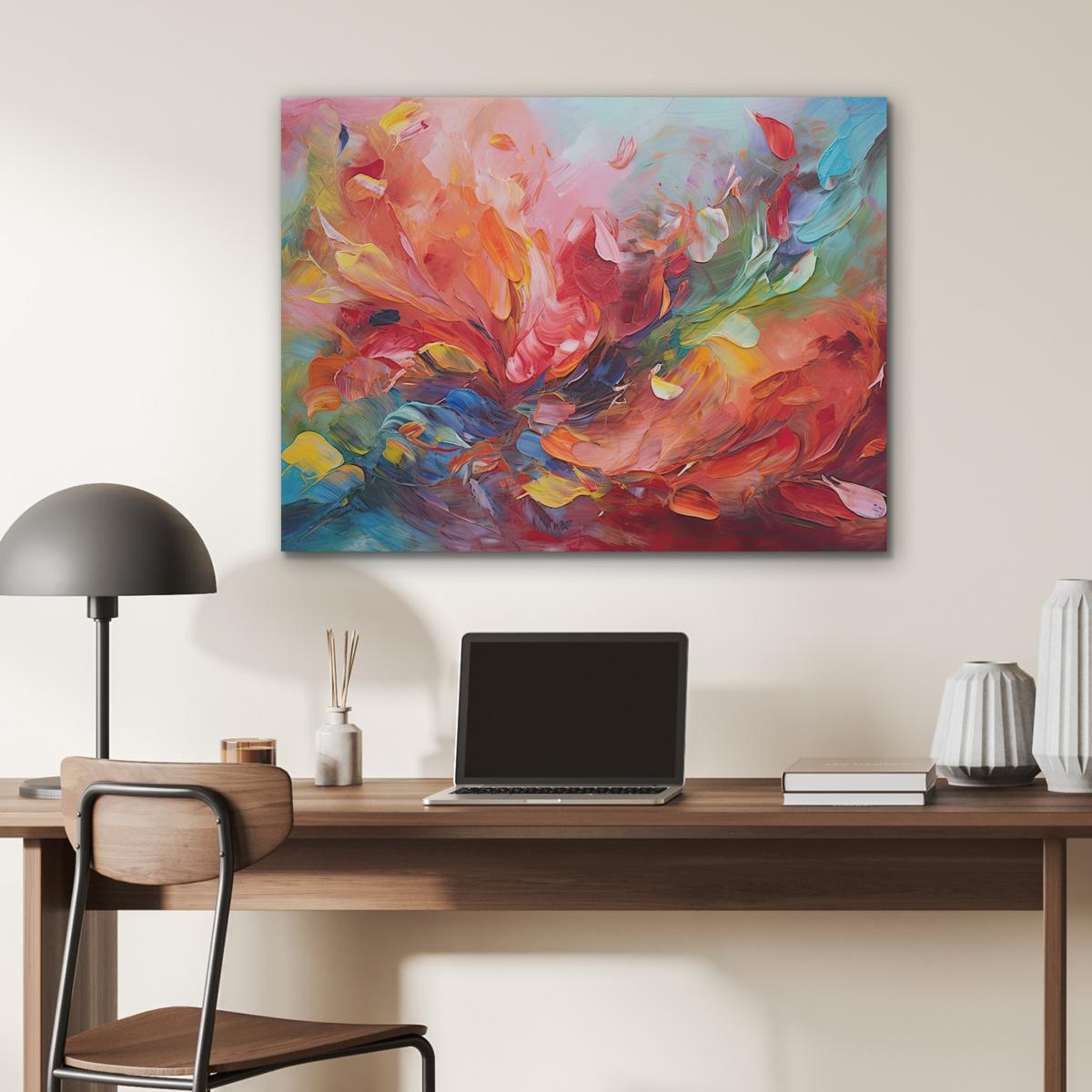 AKUSTIKBILD Ölgemälde - Kunst - Abstrakt - Farbenfroh Gemälde 80x60 cm - Altrosa, Textil (80/60/0.9cm) - MuchoWow