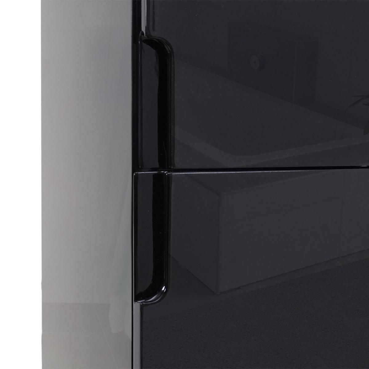 BADEZIMMERSET B19B Hochglanz Schwarz - Schwarz Hochglanz, Holz (61/150/47cm) - MCW