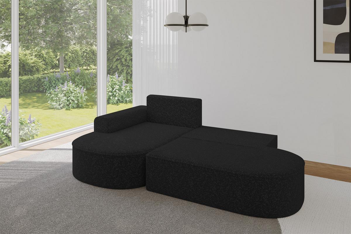 ECKSOFA mit Schlaffunktion und Bettkasten Ottomane Links MARI-L1-S - 283x167x73 cm Schwarz Tissu - Schwarz, Holzwerkstoff/Kunststoff (283/167cm) - ALTDECOR