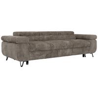 3-SITZER SOFA PETER mit Schlaffunktion - Hellbraun Cord - Hellbraun/Schwarz, Textil/Metall (262/76/99cm) - MKS