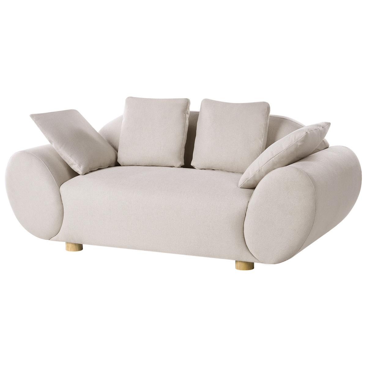 SOFA-SET 4-Sitzer Stoff Hellbeige Ringel - Beige/Braun, Textil (189/75/87cm) - Beliani