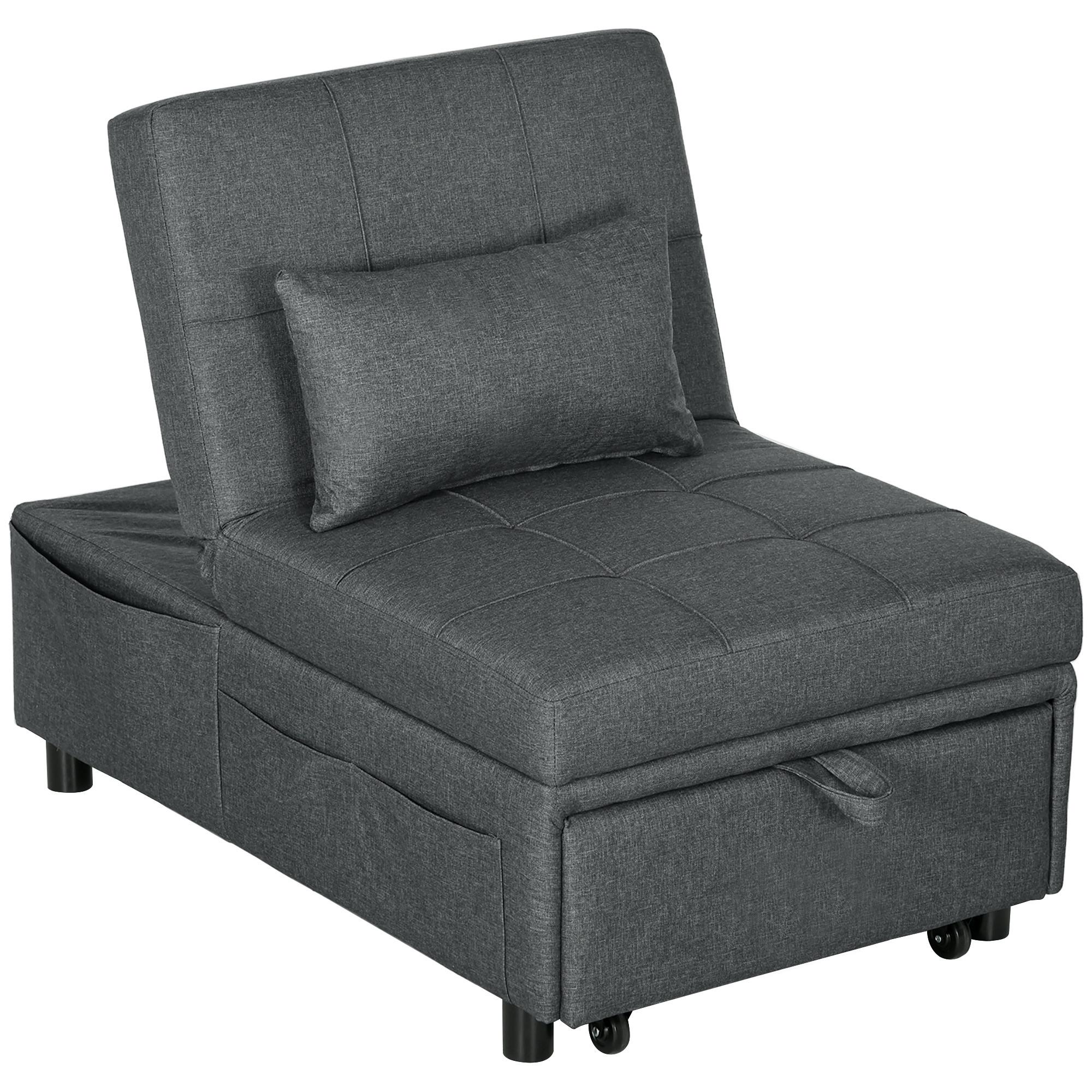 SCHLAFSESSEL aus Eukalyptusholz Polyester Grau - Dunkelgrau, Textil (104/43/65.5cm) - HOMCOM