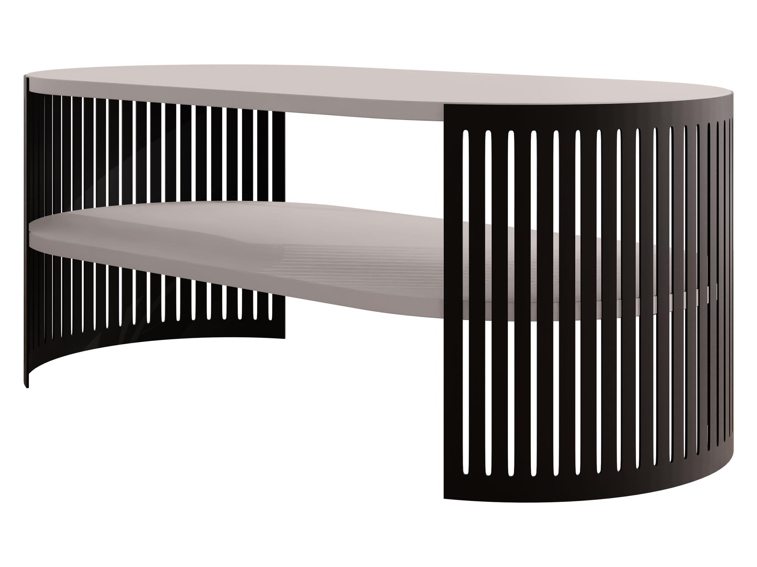 COUCHTISCH Fikoli Oval I - Kaschmir/Schwarz, Holzwerkstoff/Metall (100/50/40cm) - MIRJAN24