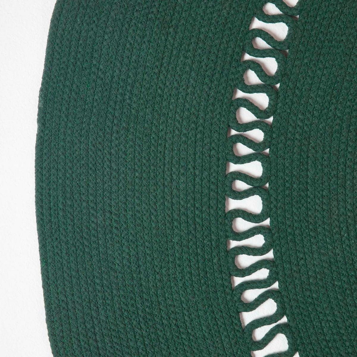 TEPPICH geflochten rund mit Häkel-Muster 120 cm - Dunkelgrün, Textil (120/120cm) - Homescapes
