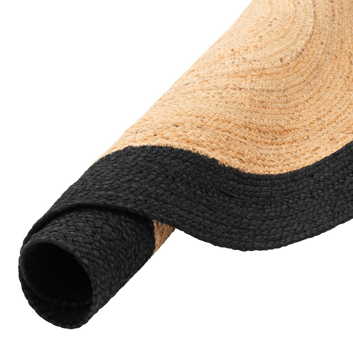 NATURFASER TEPPICH JUTE SALSA BORDÜRE RUND - Beige/Schwarz, Textil (200/200cm) - Pergamon
