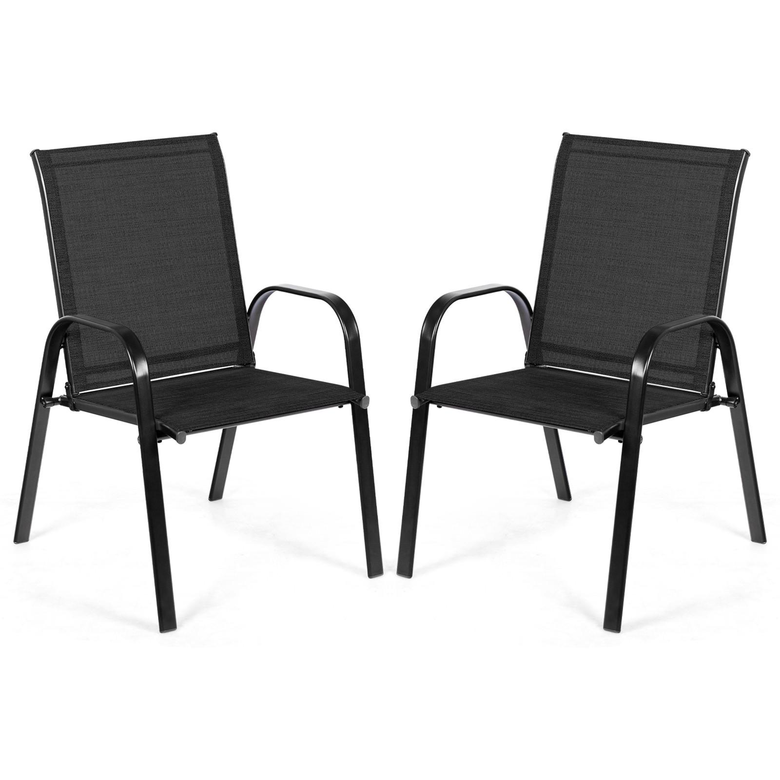 KLAPPSTUHL Schwarz(2er-Set) - Schwarz, Metall (72/90/56cm) - COSTWAY