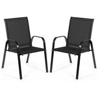 KLAPPSTUHL Schwarz(2er-Set) - Schwarz, Metall (72/90/56cm) - COSTWAY