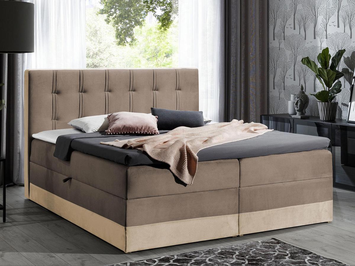 BOXBETT Royal - H3 - Hellbraun/Creme, Holz (180/200cm) - MIRJAN24