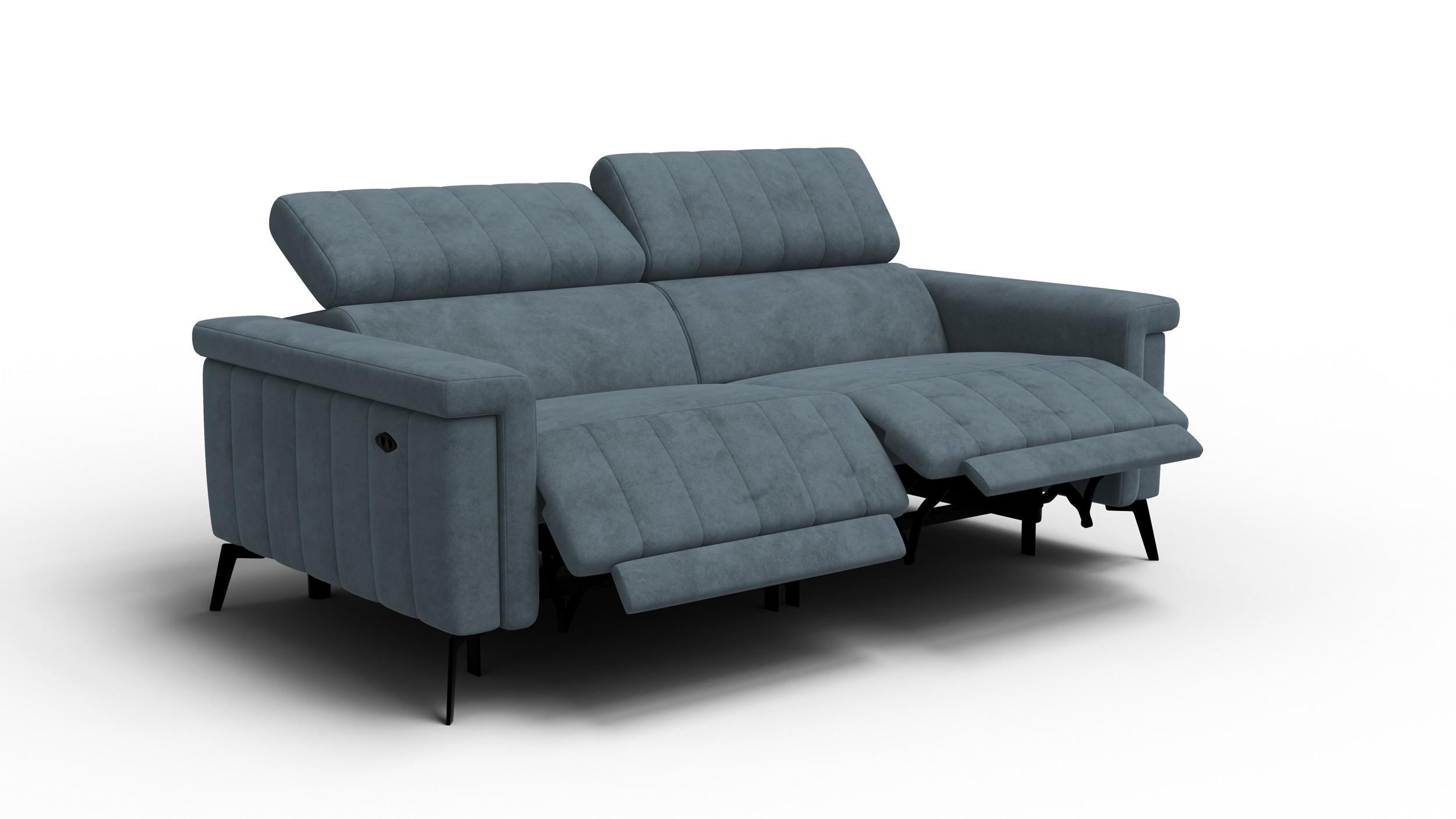 RELAXSOFA NORDEL 3-Sitzer, blaugrau - Blaugrau/Schwarz, Holz/Textil (194/80/105cm) - Wozimo