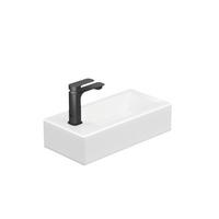 HANDWASCHBECKEN mit Hahnloch links Glänzend Weiß 36,5 / 18 / 9 cm - Weiß, Keramik (36.5/9/18cm) - EMKE