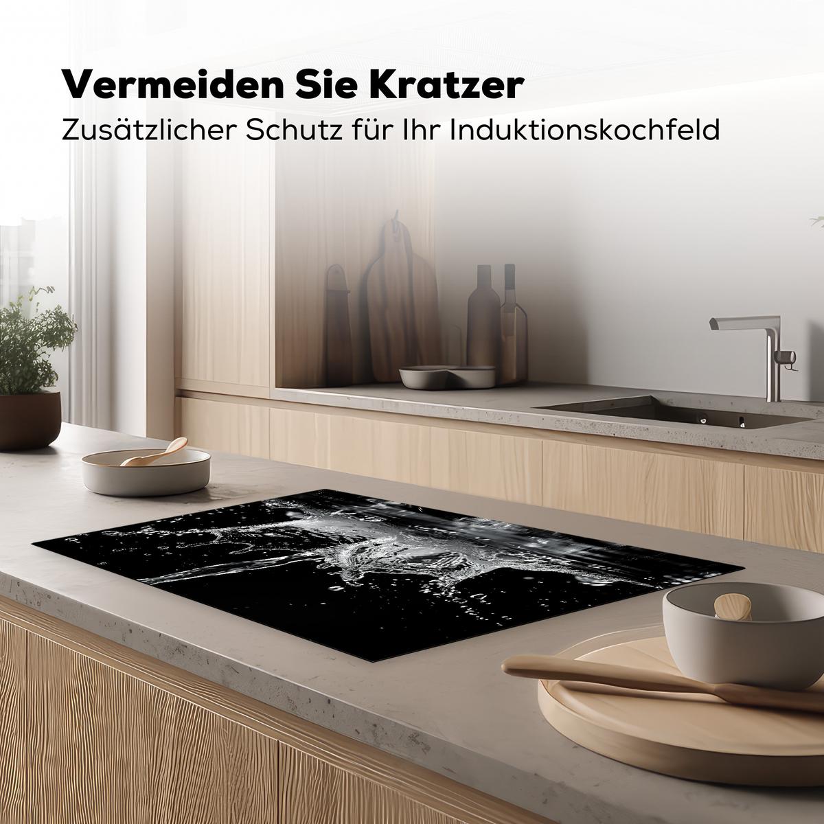 HERDABDECKPLATTE Wasser - Spritzwasser - Schwarz Ceranfeldabdeckung 80x52 cm - Schwarz, Kunststoff (80/52/0.2cm) - MuchoWow