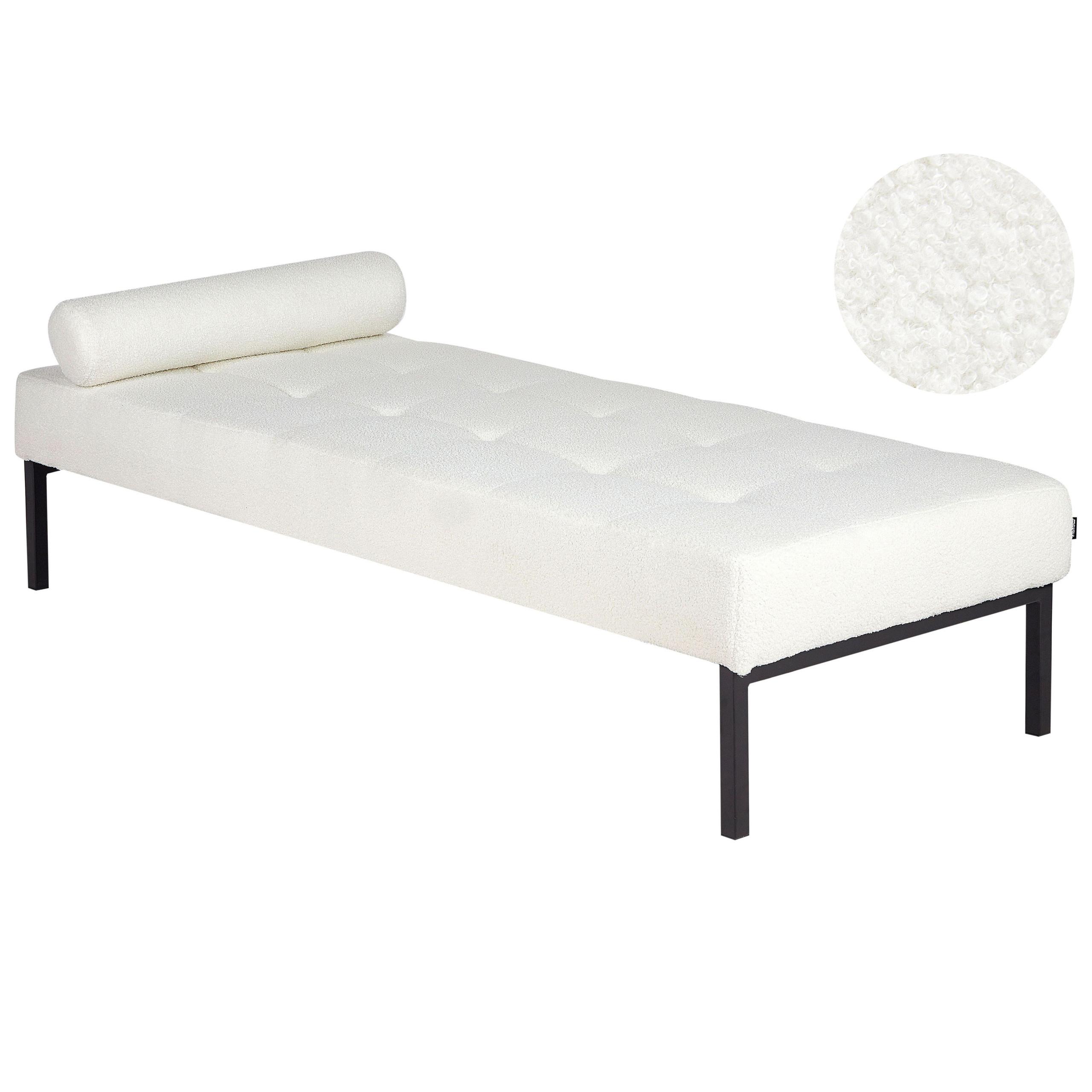 CHAISELONGUE Bouclé Weiß Chinon - Schwarz/Weiß, Textil (178/41/73cm) - Beliani