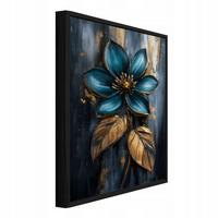 BILDER mit Rahmen Blumen Abstrakt Blau 100x150 cm - Multicolor, Metall (100/150cm) - Wallarena