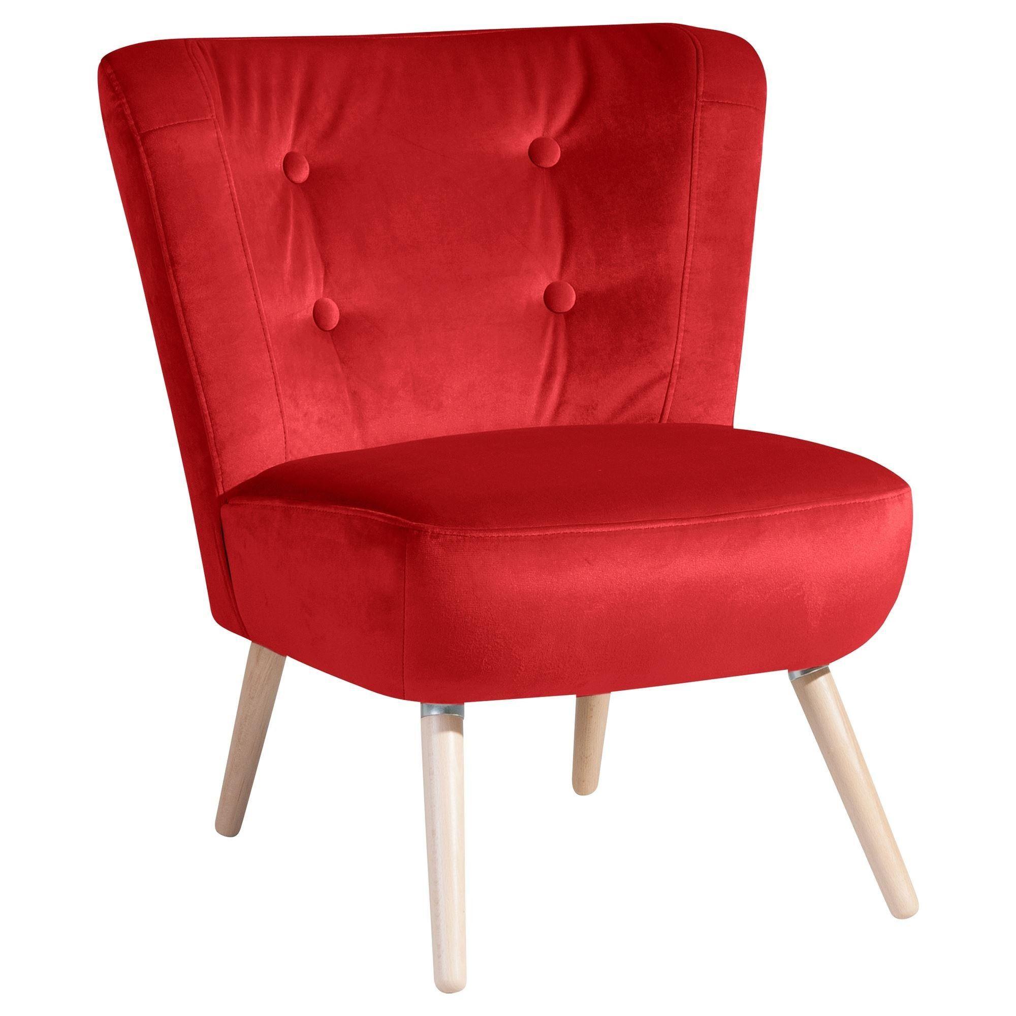 SESSEL Kassi Bezug Samtvelours Buche natur / rot - Rot, Kunststoff (69/80/68cm) - 58aufmkessel