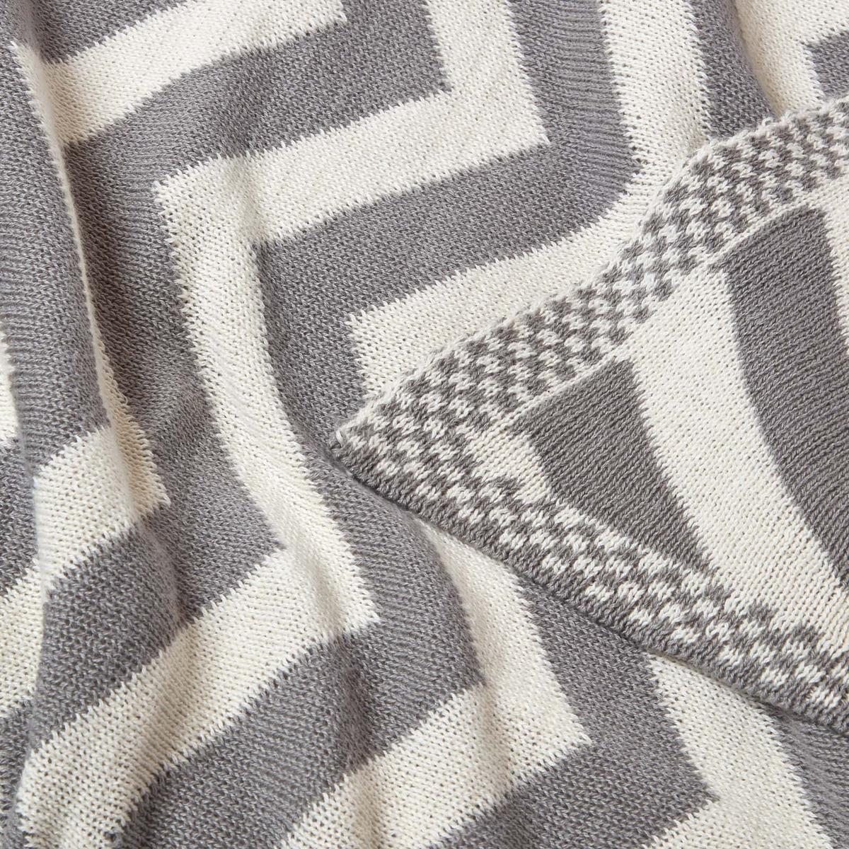 STRICKDECKE 130/170 cm, Zickzack-Muster Baumwolle - Grau, Textil (130/170cm) - Homescapes