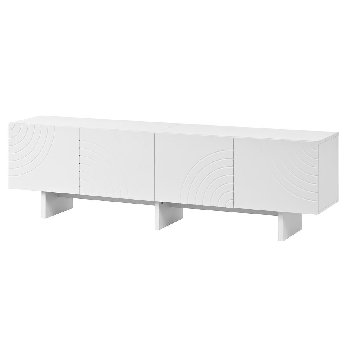 LOWBOARD Weiß 170cm, 4 Türen mit Bogenmuster - Weiß, Holzwerkstoff (170/50/35cm) - Urban Meuble