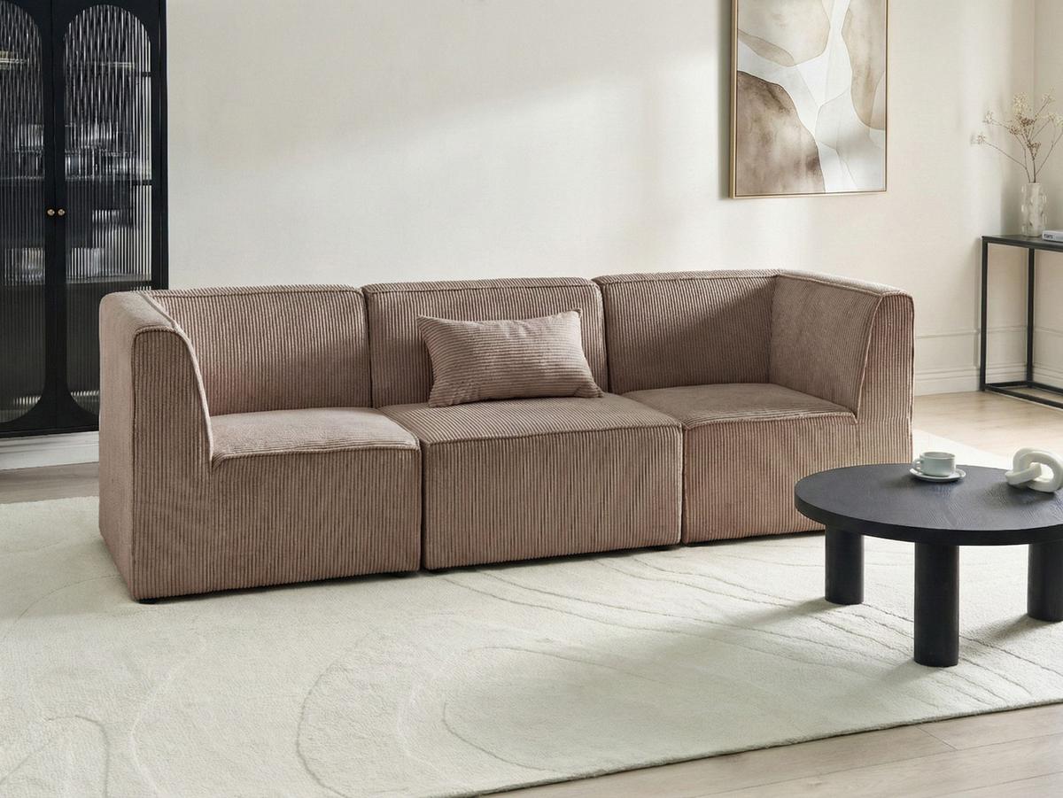 3-SITZER-MODULSOFA Sandbeige Cord Lemvig - Sandfarben, Textil (250/78/83cm) - Beliani