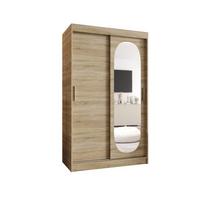 SCHIEBETÜRENSCHRANK mit Spiegel ROYAL 200/120/62 2-türig - Silberfarben/Sonoma Eiche, Holz (120/62/120cm) - MÖBEL KRYSPOL