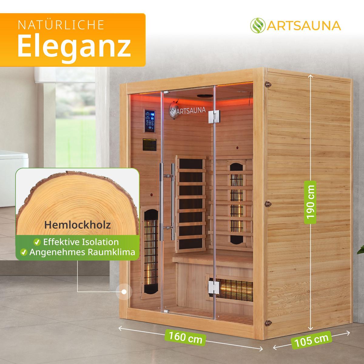INFRAROTKABINE Kiruna160 mit Dual Technologie - Naturfarben, Holz (160/190/105cm) - Artsauna