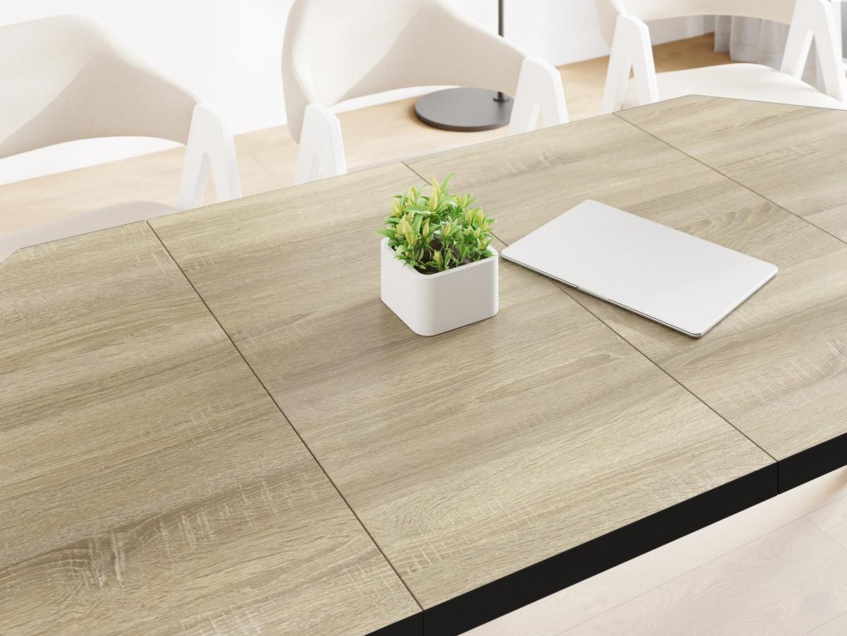 ESSTISCH Diamond Black achteckiger ausziehbarer, Sonoma Eiche 100-200/100/76 cm - Schwarz/Sonoma Eiche, Holz/Holzwerkstoff (100/200/77cm) - WFL GROUP