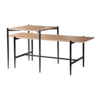 2ER-SET aus Holzdekor-Nestingtischen mit schwarzen Metallbeinen L100 cm - JESSIE - Eschefarben, Holzwerkstoff (47/40/38cm) - Calicosy