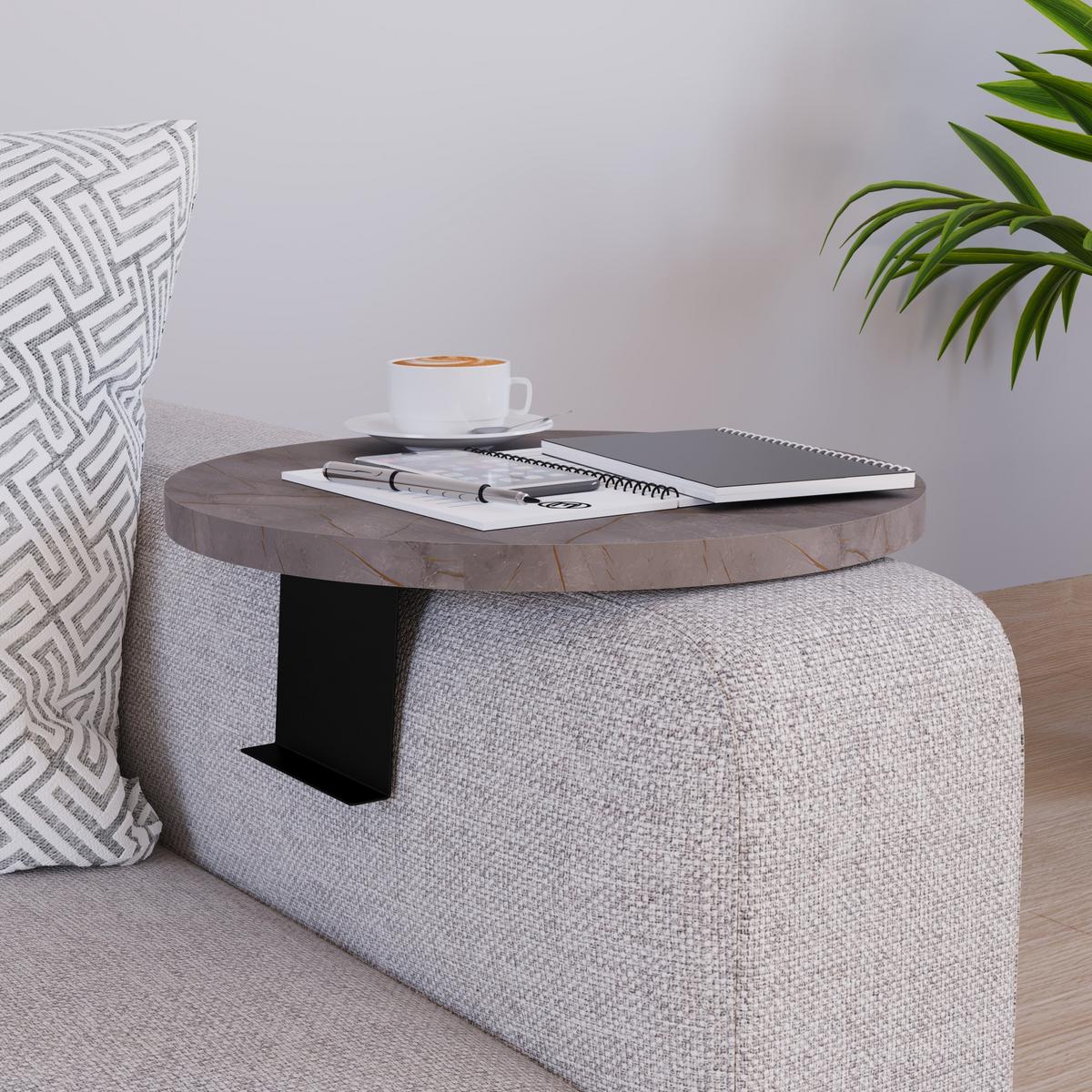 SOFATABLETT Kuleskyd - Grau, Holzwerkstoff/Metall (34/13.5/34cm) - [en.casa]