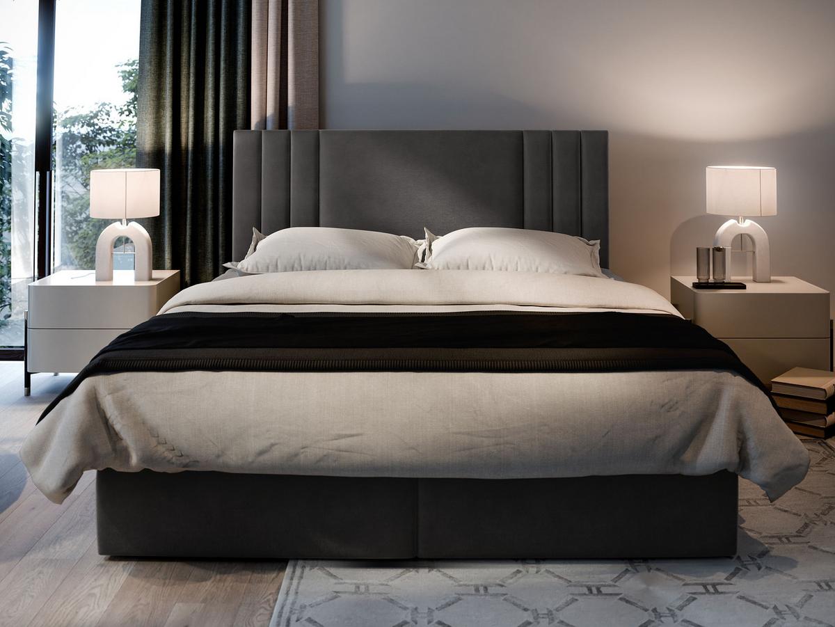 BOXBETT BRES 140x200 cm mit Matratze und Topper - Grau - Grau, Holz (140/200cm) - MASSENO