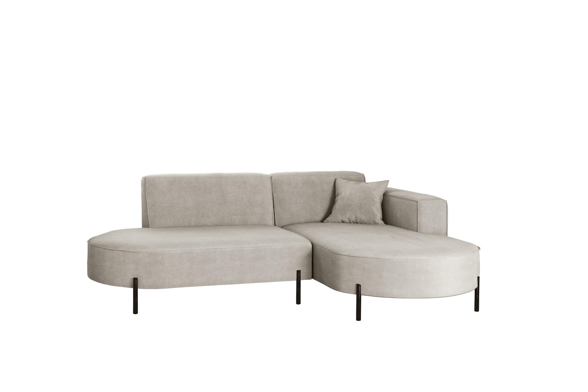 ECKSOFA Valencia Xs - Hellgrau, Holzwerkstoff/Textil (236/165cm) - Fun Möbel
