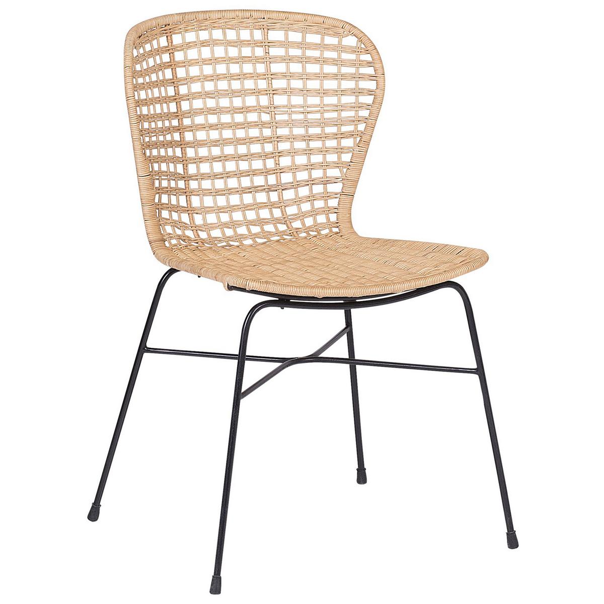 RATTANSTUHL 2er-Set Rattan Beige Elfros - Beige, Naturmaterialien/Metall (56/83/49cm) - Beliani