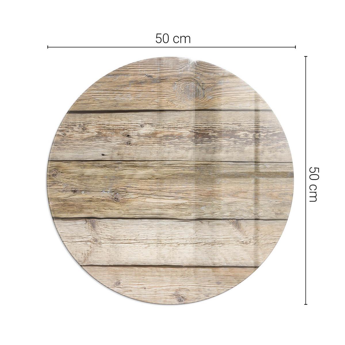 GLASPLATTE für Kamin Ø 50 cm - Beige, Glas (50/50/0.4cm) - TULUP