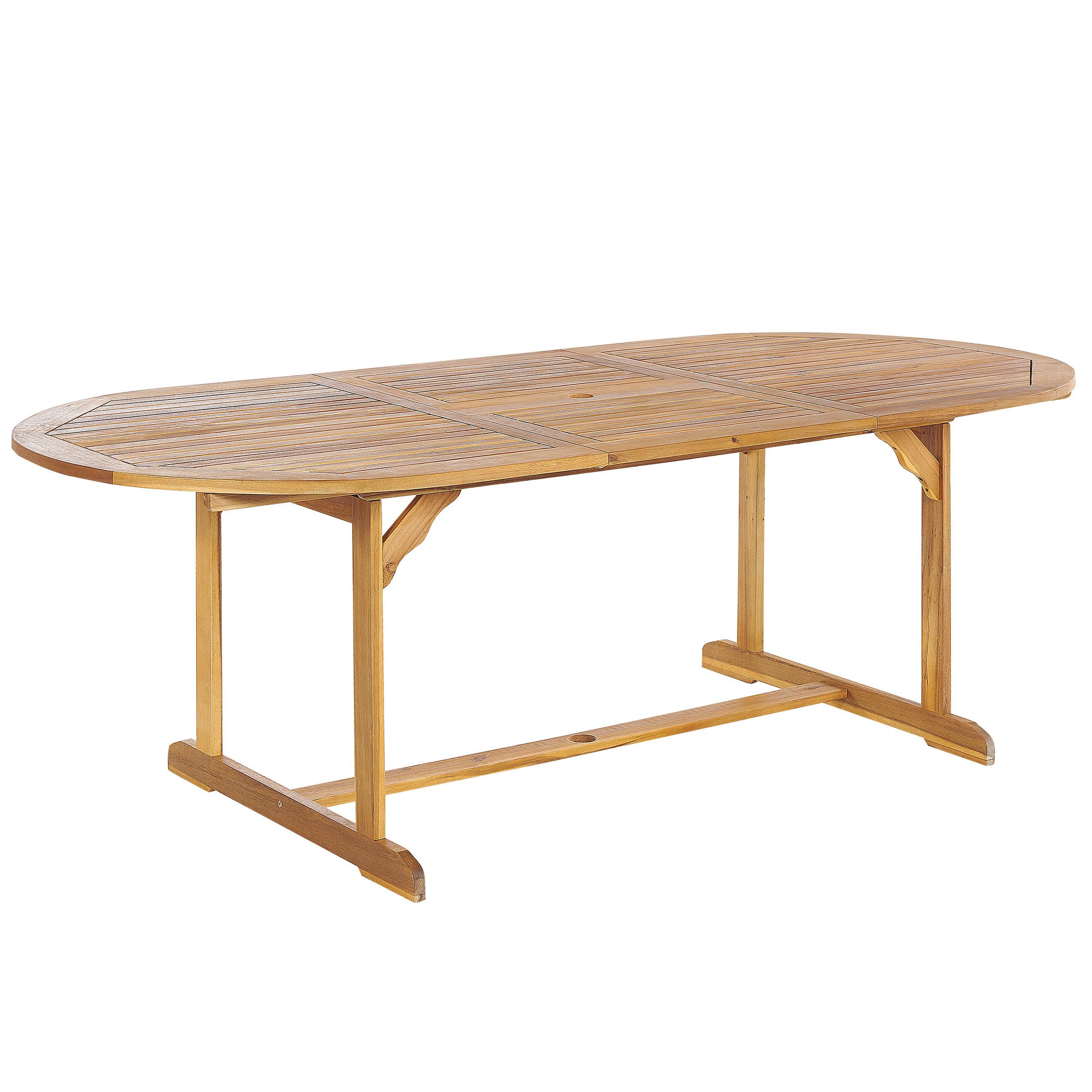 GARTENTISCH Akazienholz hellbraun 160/220/100 cm ausziehbar Maui - Hellbraun, Holz (160/100/74cm) - Beliani