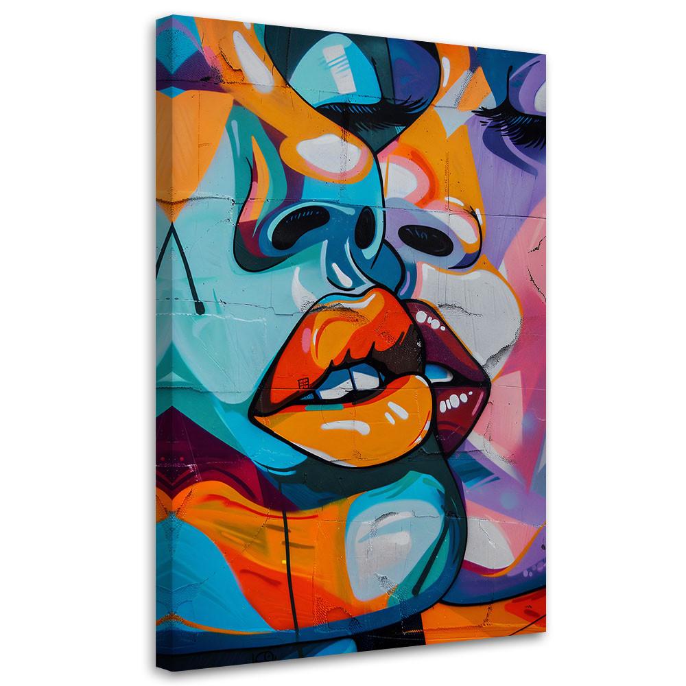 LEINWANDBILD Abstrakte Gesichter 40x60cm - Multicolor, Textil (40/60cm) - Feeby