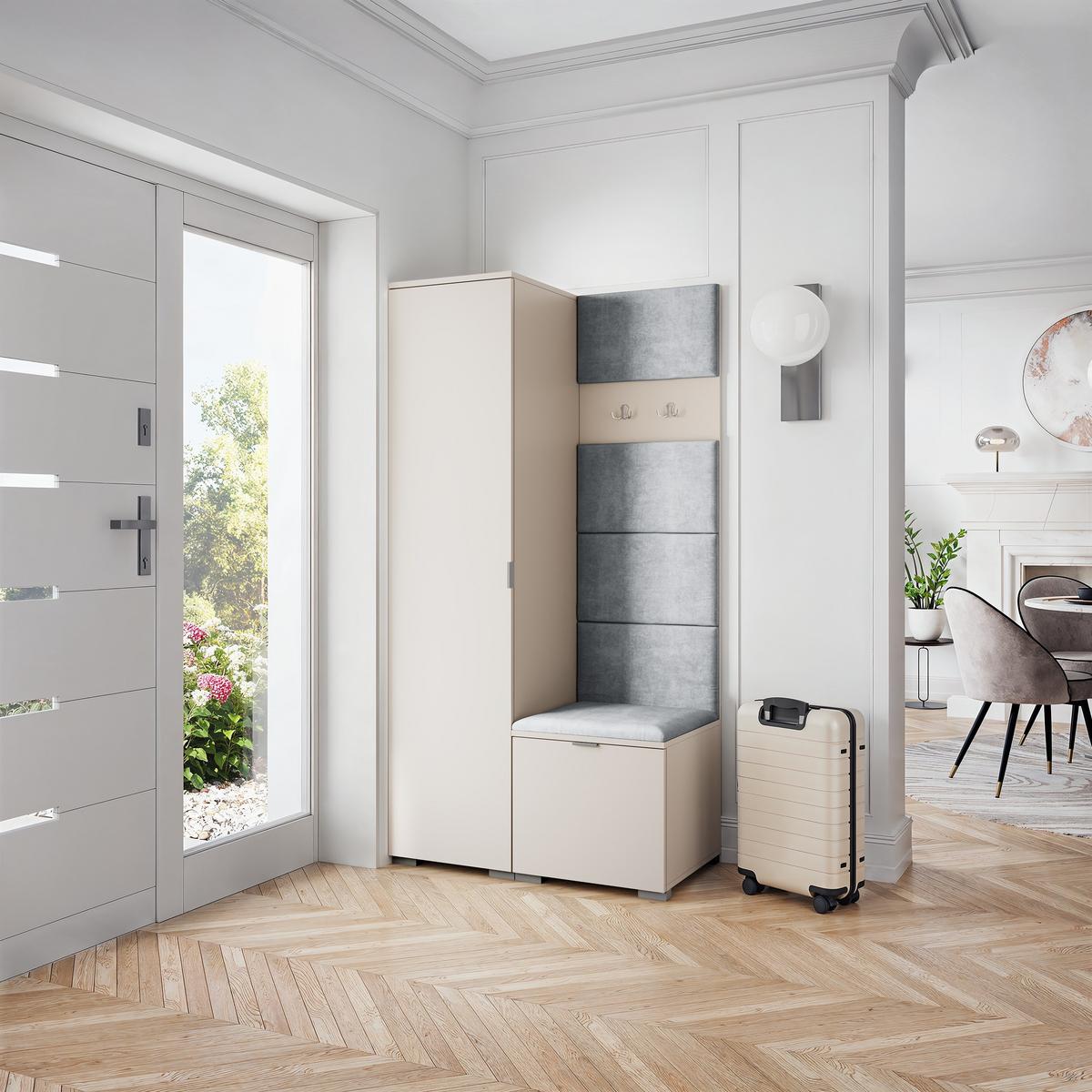 GARDEROBENSCHRANK LORI 95/181/51 cm Modern Kaschmir - Kaschmir/Hellgrau, Holzwerkstoff (95/181/51cm) - MASSENO