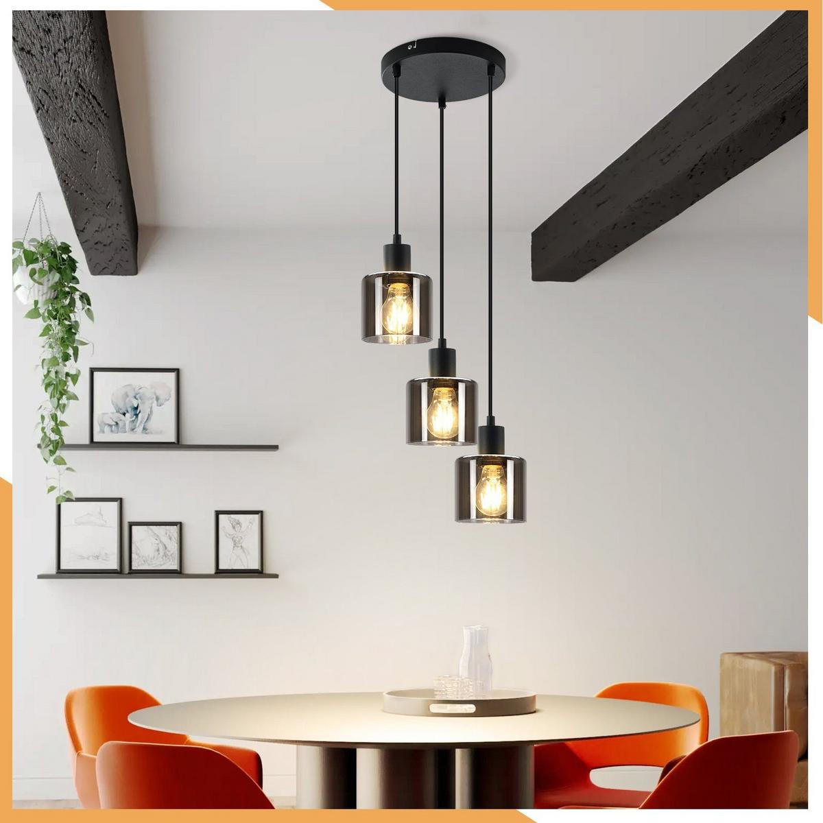 PENDELLEUCHTE Gabriella 26/26/195 cm - Schwarz, Metall (26/26/195cm) - ZMH