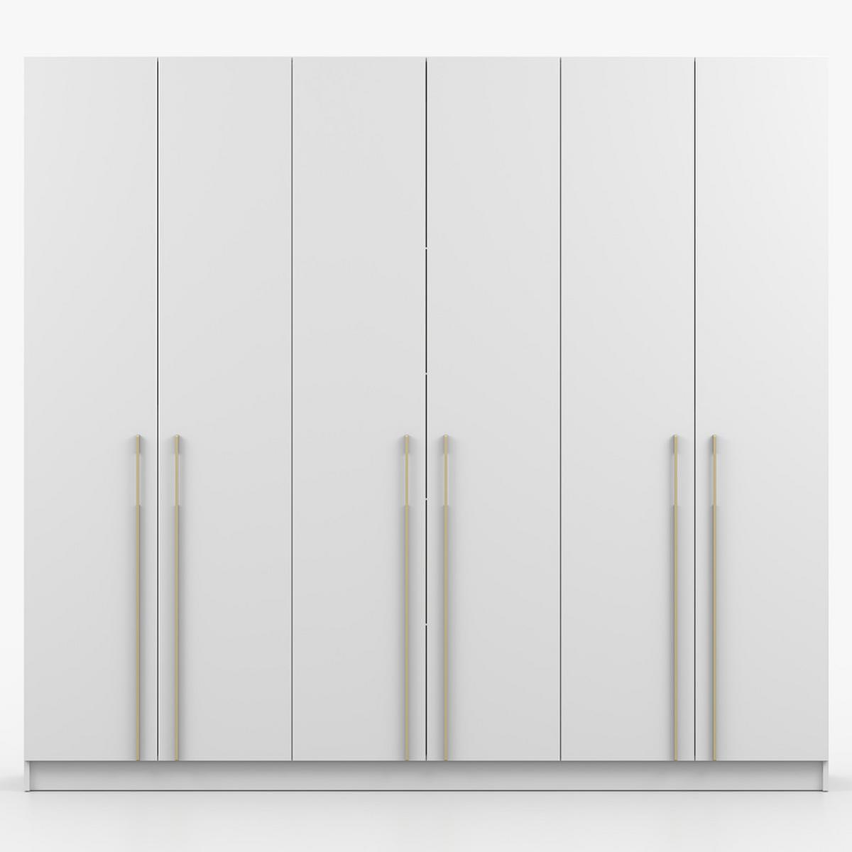 DREHTÜRENSCHRANK ROSA 6D 230/210/55 cm 6-türig Weiß - Goldfarben/Weiß, Holz/Holzwerkstoff (230/210/55cm) - imoebel24