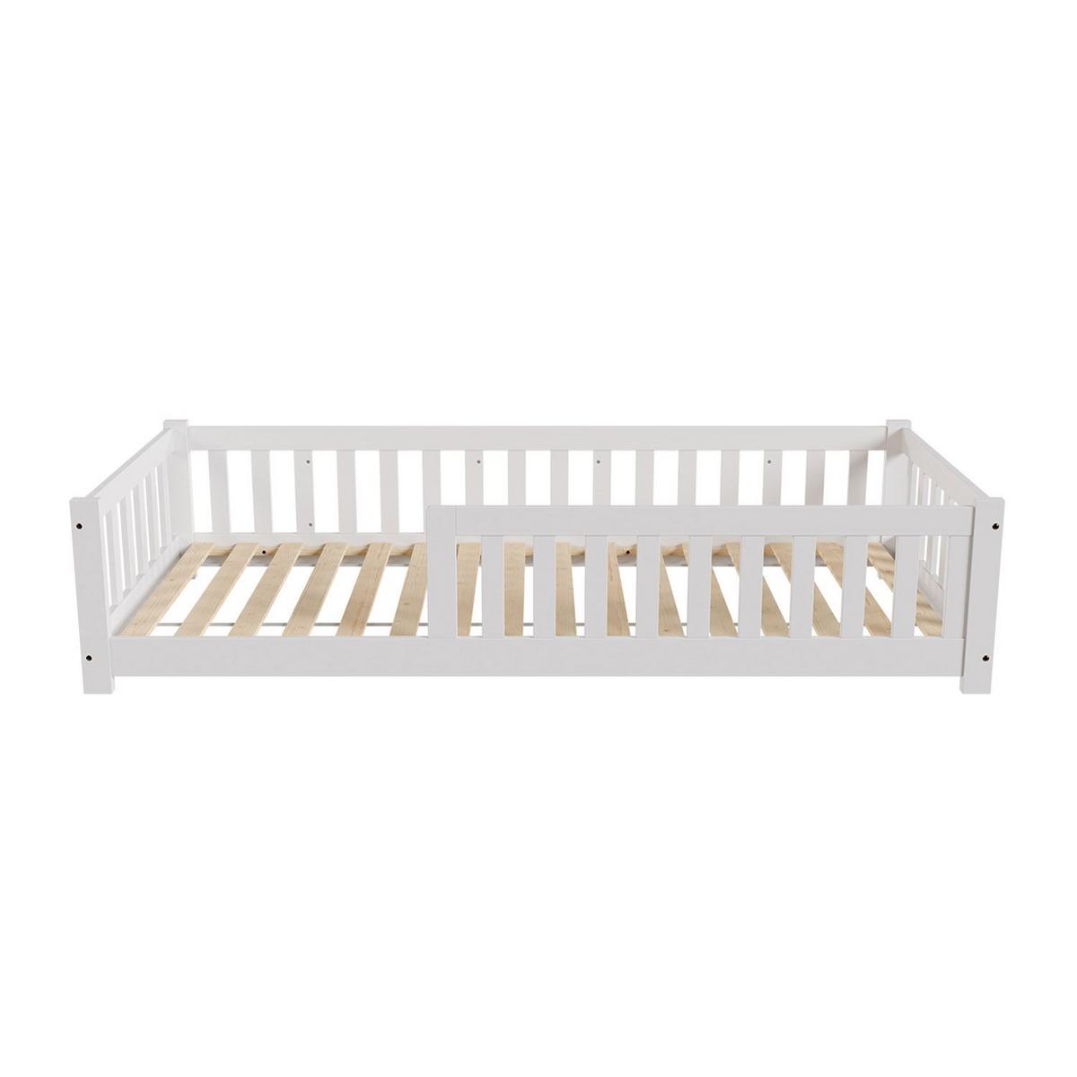 KINDERBETT Naya weiß mit Matratze 90x200 cm - Weiß, Holz (90/200cm) - Juskys