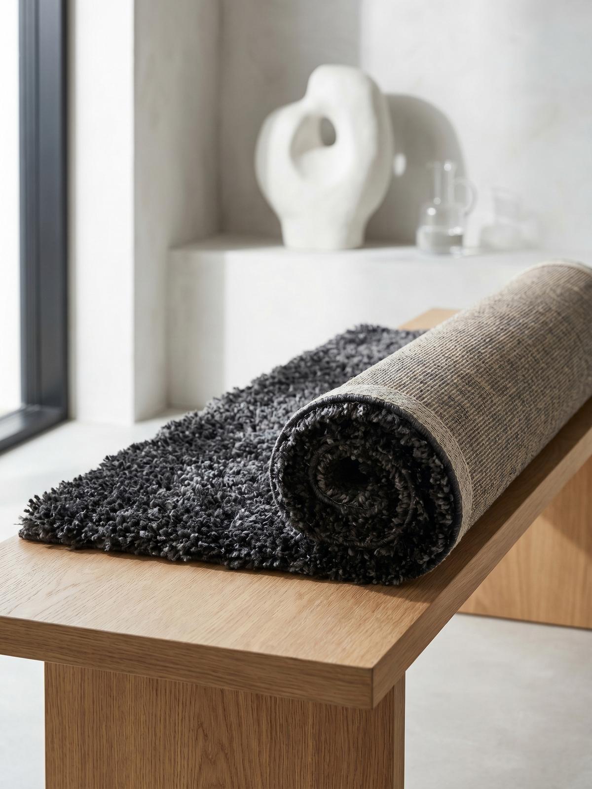 HOCHFLORTEPPICH SALZACH, einfarbig, aus Polypropylen, Grau, 80 x 250 cm - Grau, Textil (250/80cm) - KADIMA DESIGN