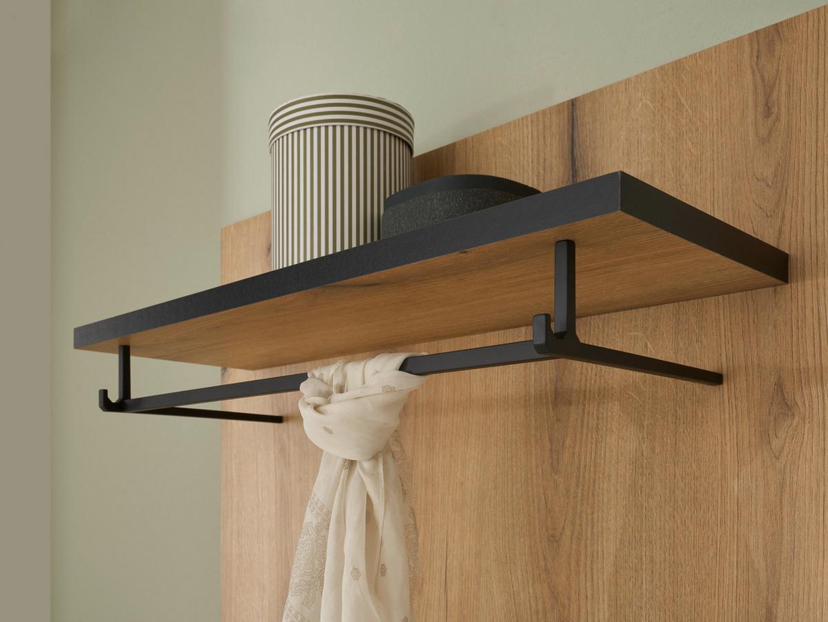 GARDEROBENPANEEL Evoke Eiche 79 cm, Wandgarderobe mit Kleiderstange - Eichefarben, Holzwerkstoff/Metall (79/89/25cm) - Furn.Design