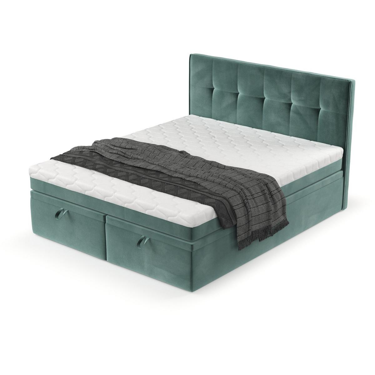 BOXBETT Arivo 180/200 cm Türkis im Kronos Stoff - Türkis/Schwarz, Holz/Holzwerkstoff (180/200cm) - AltaBeds