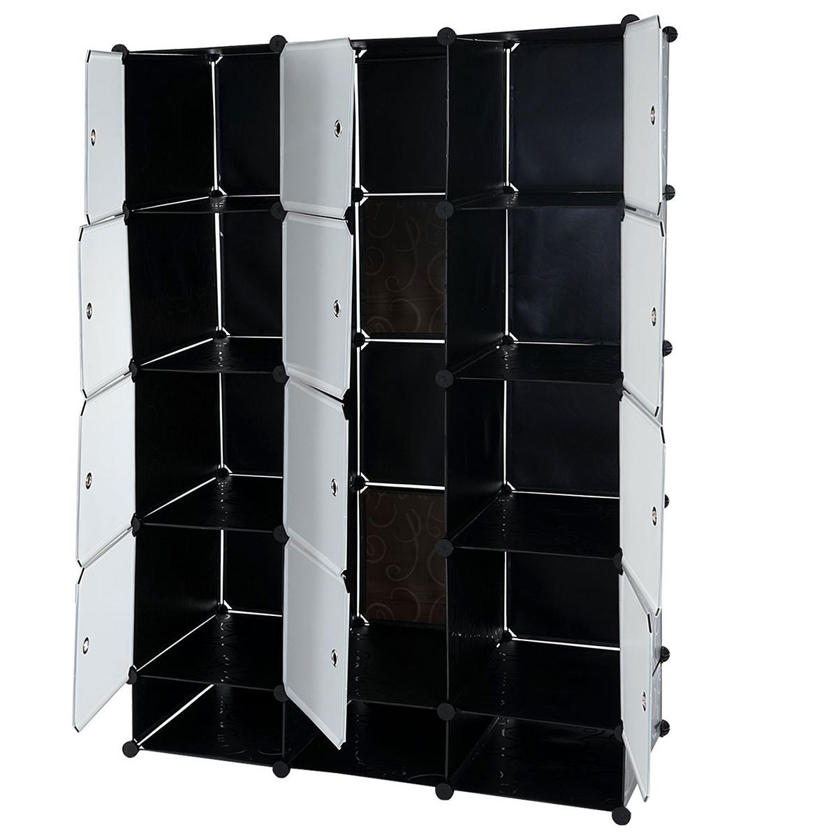 REGALSYSTEM 8 BOXEN Schwarz, Reinweiß - Schwarz/Weiß, Kunststoff (37/37/47cm) - MCW