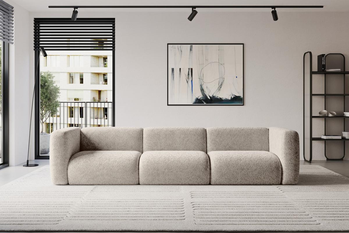 MODULARES Sofa 3-SITZER MIRA-S2 319x89x70 Beige cm Velours - Beige/Schwarz, Holzwerkstoff/Kunststoff (319/70/89cm) - ALTDECOR