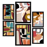 POSTER Set Mit 6 Glitzig Reich In Farbenfrohe Zusammenfassungen A3 & A4 Schwarzer Rahmen - Schwarz, Papier (29/3cm) - Nacnic