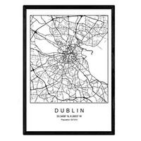 POSTER Dublin Stadtkarte – Nordisch A3 Schwarzer Rahmen - Schwarz, Papier (29.7/5/42cm) - Nacnic