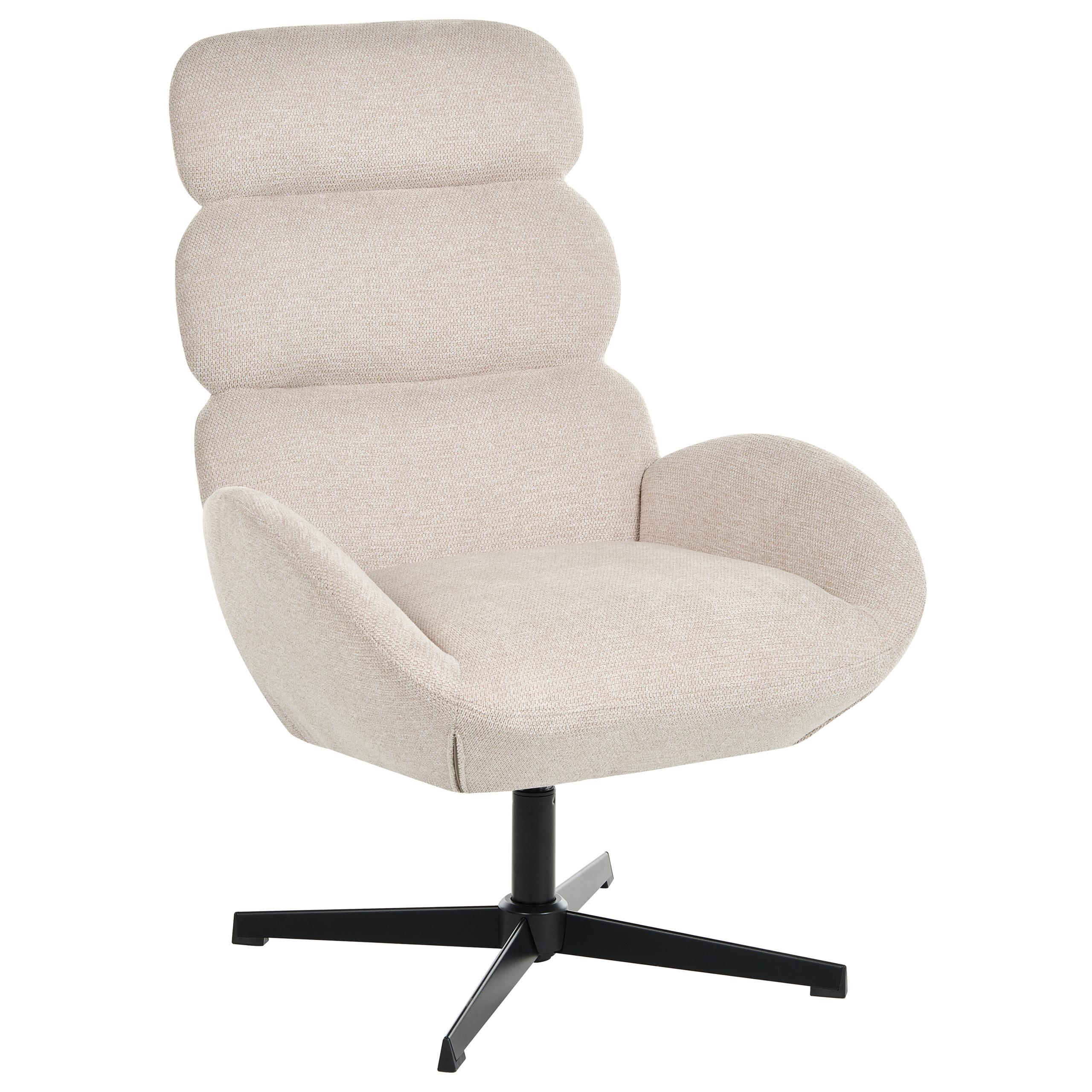 DREHSESSEL Stoff Hellbeige Aalborg - Beige/Schwarz, Textil/Metall (75/105/80cm) - Beliani