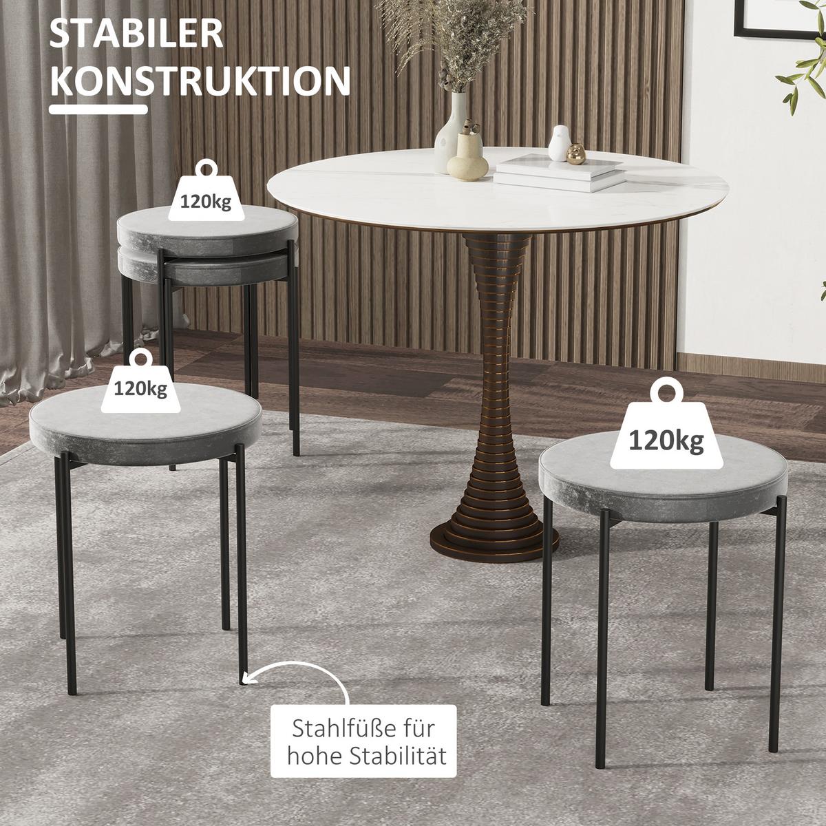 4ER-SET Esszimmerhocker Esszimmerstühle Küchenstuhl modern Polyester Stahl Grau - Dunkelgrau, Kunststoff (41.5/46/41.5cm) - HOMCOM