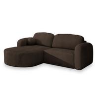 ECKSOFA AMILIA P L-S Braun Kordstoff mit Schlaffunktion - Braun, Holz (263/174cm) - MASSENO