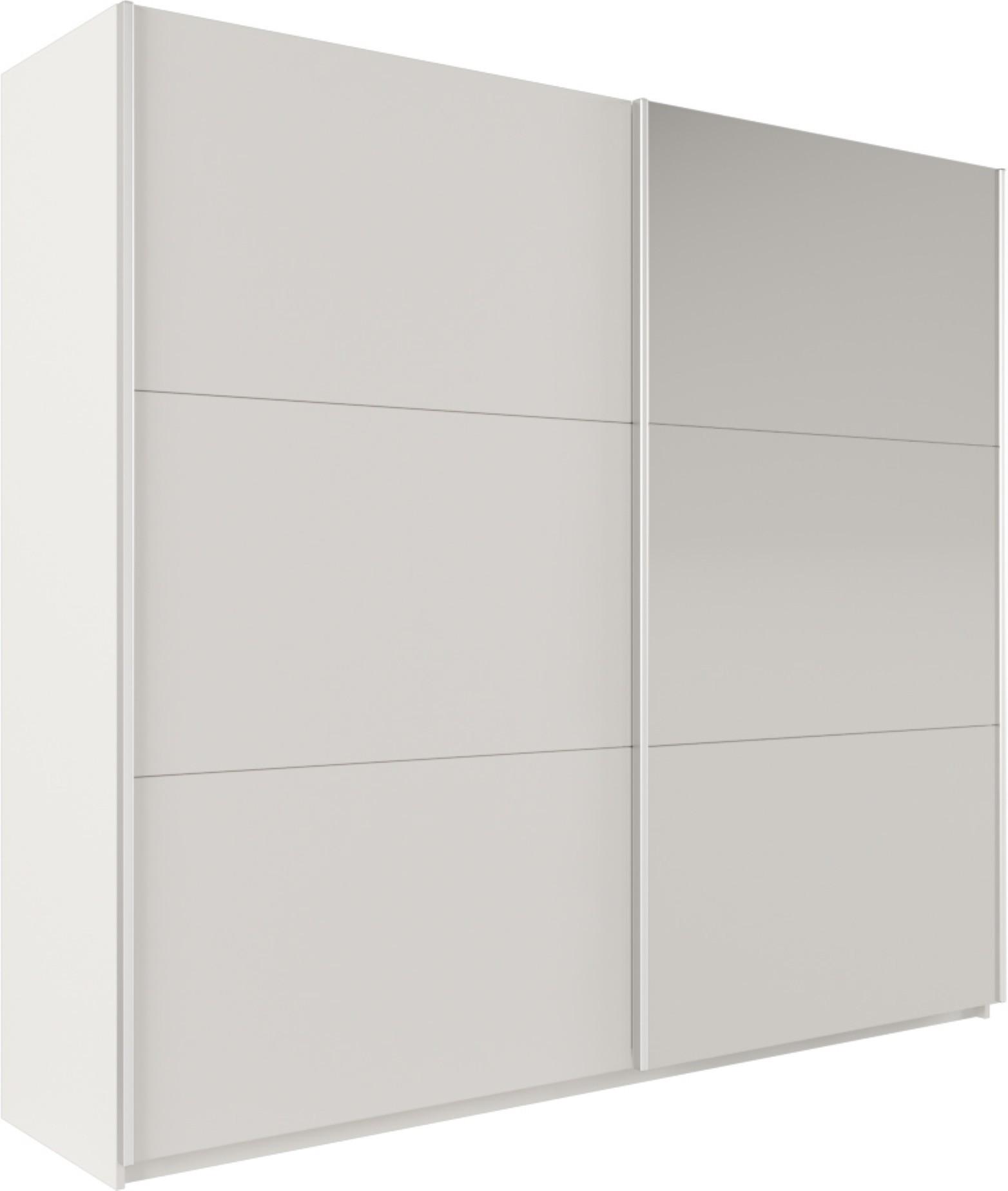 SCHWEBETÜRENSCHRANK IVERN 225/215/65 cm 2-türig mit Spiegel Weiß - Weiß, Holzwerkstoff (225/215/65cm) - MASSENO